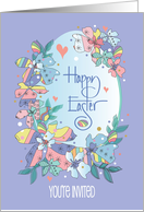 Hand Lettered Easter Brunch Invitation Large Floral Decorated Egg card