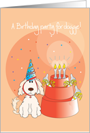 Invitation for Pet Dog’s Birthday Dog in Party Hat and Dog Dish Cake card