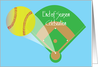 Invitation to Softball End of Season with Softball Home Run and Field card