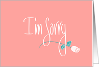 Hand Lettered Apology I’m Sorry on Melon with Long Stem White Rose card