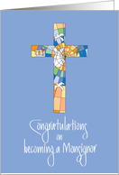 Congratulations on Becoming a Monsignor, with Stained Glass Cross card