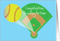 Congratulations for making the Softball Team, with Home Run card