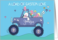 Easter for Grandson with Bunny in Truck Delivering Decorated Eggs card