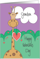 Hand Lettered Valentine’s Day for Grandson, Giraffe with Heart card