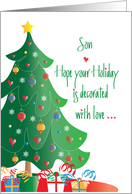 Christmas Decorated with Love for Son, Tree and Ornaments card