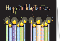 Birthday for Boy and Girl Twin Teens, Colorful Candles card