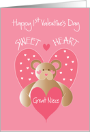 First Valentine’s Day for Great Niece, Bear Sweetheart with Hearts card