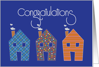 Congratulations on New Home, Trio of Patterned Homes card