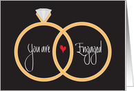 Wedding Engagement Congratulations, Rings and Heart card