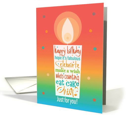 Business Birthday for Employee, Hand Lettered Candle & Confetti card