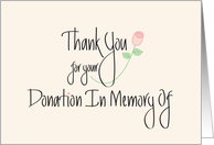 Thank You for your Donation In Memory Of, Handlettered card