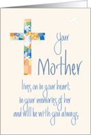 Sympathy for Loss of Mother, Stained Glass Cross & Hand Lettering card