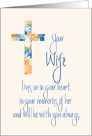 Sympathy in Loss of Wife, Stained Glass Cross card