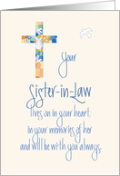 Hand Lettered Sympathy Loss of Sister-in-Law, Stained Glass Cross card