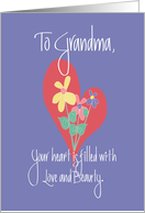 Mother’s Day for Grandma, with Heart and Flower Bouquet card