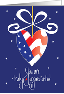 Hand Lettered Military Spouse Appreciation Day Patriotic Flag Heart card