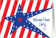 Military Welcome Home Party Invitation Patriotic Stripes and Blue Star card