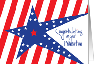 Congratulations for Military Promotion, Red, White Stripes & Blue Star card