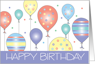 Happy Birthday with Colorful Patterned Balloon Cluster card