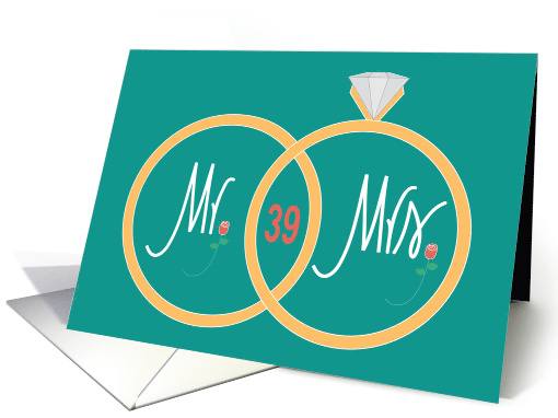39th Wedding Anniversary, with Overlapping Wedding Rings card