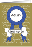 Congratulations for Dog Show Agility Award With Blue Ribbon card