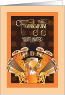 Hand Lettered Friendsgiving Invitation with Turkey and Fancy Plumage card