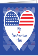 Valentine’s Day for Military, Red White and Blue Hero Heart card