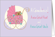 New Grandniece, For Great Aunt & Great Uncle, Bear in Stroller card