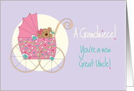 Becoming a Great Uncle for Grandniece, Bear in Stroller card
