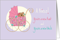 Becoming an Aunt & Uncle for new Niece, Bear in Stroller card