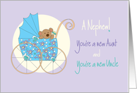 Becoming an Aunt & Uncle for new Nephew, Bear in Stroller card