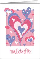 Valentine’s Day from Both of Us with Dancing Pink and Lavender Hearts card