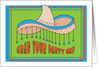Hand Lettered Invitation for Cinco de Mayo Party Grab your Party Hat card