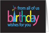 Birthday Wishes for you from all of us with Colorful Party Hat card