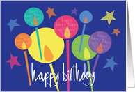 Hand Lettered Birthday with Brilliant Candles & Stars card