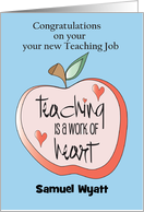 Hand Lettered Congratulations New Teaching Job Apple with Custom Name card