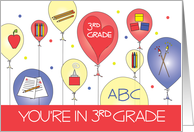 Back to School to 3rd Grade, Balloons with Crayons & Paint card