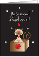 Hand Lettered Congratulations on Cat Adoption Kitty and Pawprints card