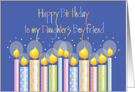 Birthday for Daughter’s Boyfriend, Dazzling Patterned Candles card
