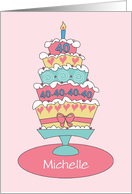 Birthday 40 Year Old Custom Personalized Name Stacked Cake card