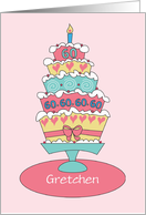 Birthday 60 Year Old Personalized Name Stacked Cake card
