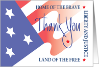 Thank You for Condolences During Loss of Military, with American Flag card