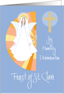 Feast Day of St. Clare of Assisi, Angel St. Clare, Cross & Ideals card