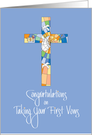 Congratulations on Taking Your First Nun Vows, Colorful Cross card