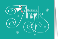 Hand Lettered Christmas for Caregiver, I believe in Angels card