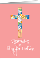Congratulations to Nun on Taking Final Vows, Colorful Cross card