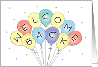 Welcome Back, Cluster of Colorful Balloons card