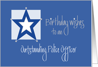 Hand Lettered Outstanding Police Officer Birthday, Blue & Silver Star card