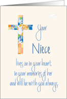 Hand Lettered Sympathy for Loss of Niece with Stained Glass Cross card