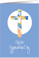 Pastor Appreciation Day, Stained Glass Cross & Hand Lettering card